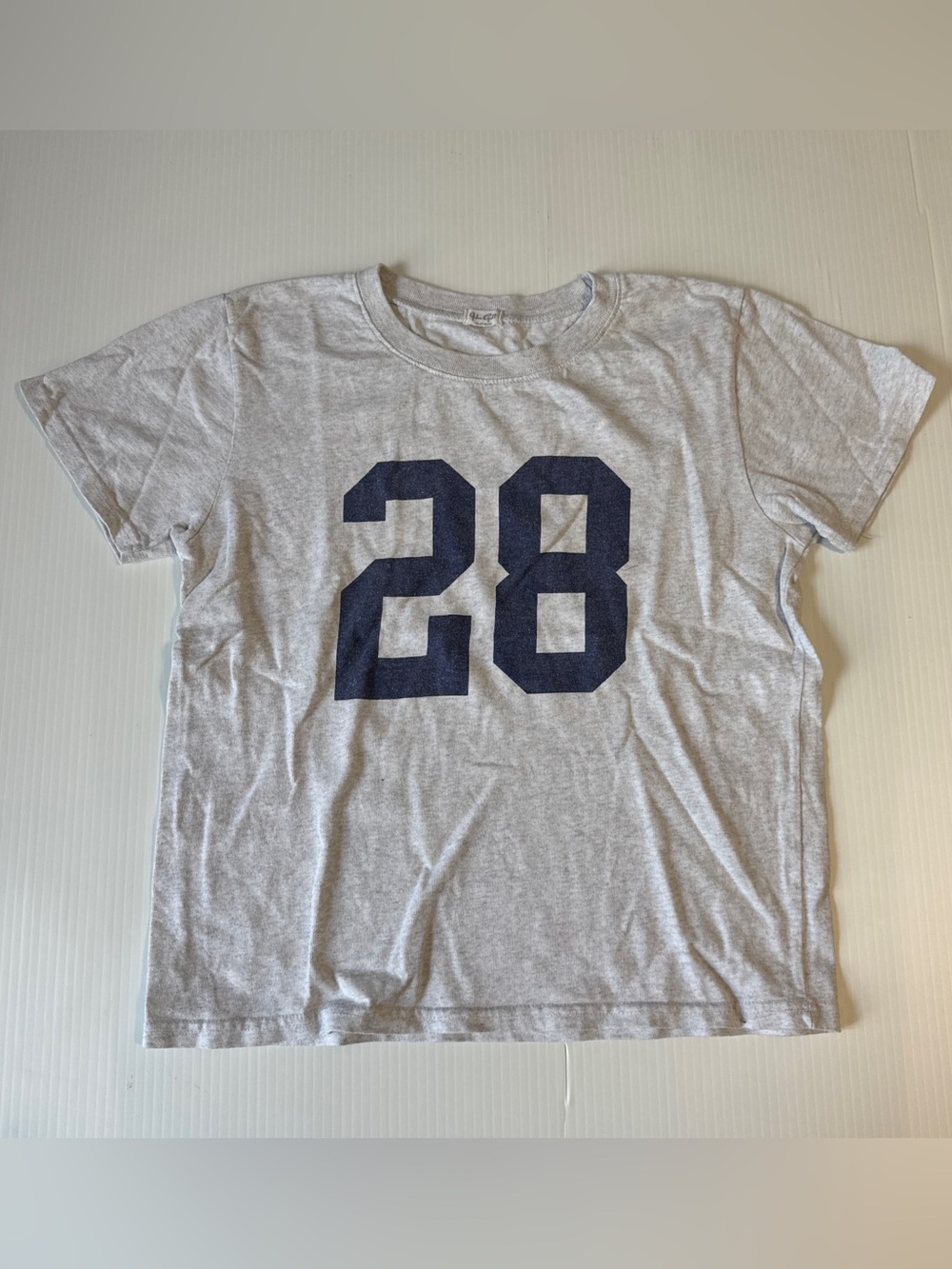 Brandy Melville John Galt 28 Graphic Baby Tee Y2K Varsity Preppy Grunge Gray OS